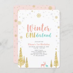 Invitation Gold & Coral Winter Conederland 1er anniversaire f