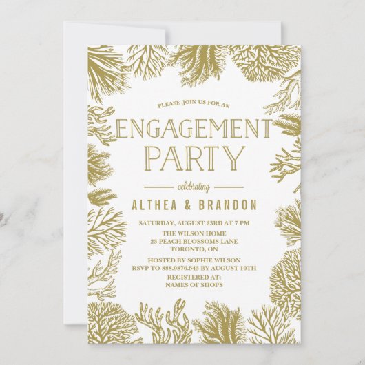 Invitation Gold Corals Frame Beach (Devant)