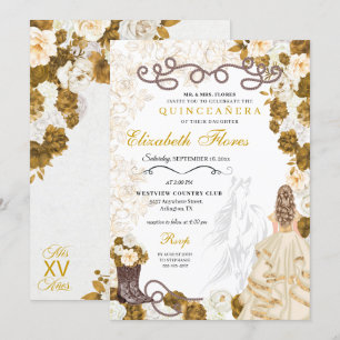 Invitation Gold Cowgirl Charro Western Quinceañera