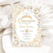 Invitation Gold Cream Floral Quinceanera