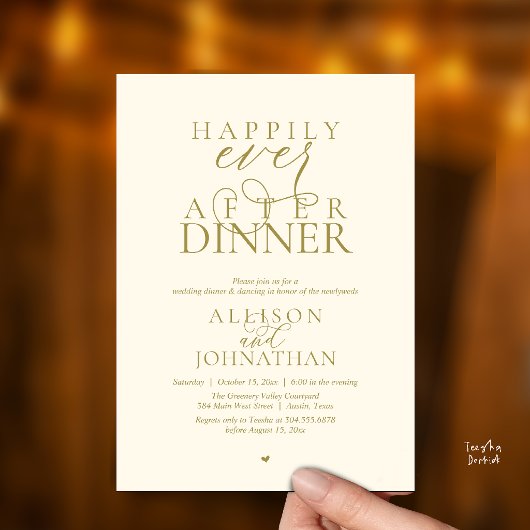 Invitation Gold Cream Happily Ever After Dinner Wedding
