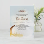 Invitation Gold Crescent Moon Mosque Silhouette Iftar Dinner (Debout devant)
