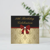 Invitation Gold Crest Red Bow Womans Élégante 50e anniversair (Debout devant)