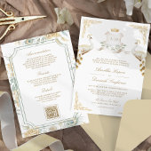Invitation Gold Crest Royal Indian White Peacock Mariage