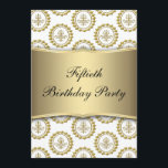 Invitation Gold Crest White Elegant 50e anniversaire Invitati<br><div class="desc">Elégante invitation à la fête du cinquantième anniversaire de la femme en crête blanche et or.</div>
