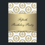 Invitation Gold Crest White Elegant 50e anniversaire Invitati<br><div class="desc">Elégante invitation à la fête du cinquantième anniversaire de la femme en crête blanche et or.</div>