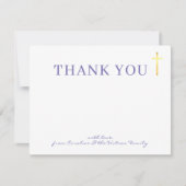 Invitation GOLD CROSS moderne saint baptême violet merci (Devant)