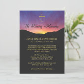 Invitation Gold Cross & Sunrise - Service funéraire (Debout devant)