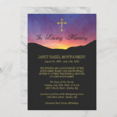 Invitation Gold Cross & Sunrise - Service funéraire (Devant / Derrière)
