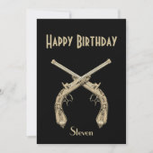 Invitation Gold Crossed Pistols Black Anniversaire (Devant)