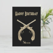 Invitation Gold Crossed Pistols Black Anniversaire (Debout devant)