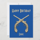 Invitation Gold Crossed Pistols Blue Anniversaire (Devant)