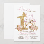 Invitation Gold Crown Castle Princess 1er anniversaire Invi (Devant / Derrière)