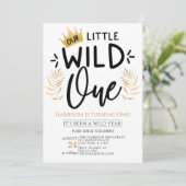 Invitation Gold Crown Our Little Wild One 1er anniversaire (Debout devant)