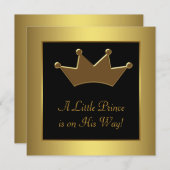 Invitation Gold Crown Prince Baby Boy Douche (Devant / Derrière)
