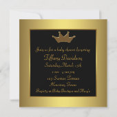 Invitation Gold Crown Prince Baby Boy Douche (Dos)