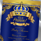 Invitation Gold Crown Royal Blue Prince Boy Baby shower