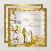 Invitation GOLD Curly Fantastique (Devant / Derrière)