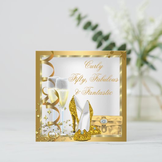 Invitation GOLD Curly Fantastique (Debout devant)
