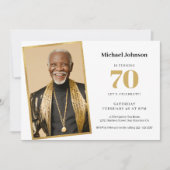 Invitation Gold Custom Modern Photo simple 70e anniversaire (Devant)