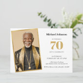 Invitation Gold Custom Modern Photo simple 70e anniversaire (Debout devant)
