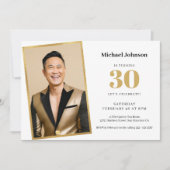 Invitation Gold Custom Photo Moderne Simple 30e anniversaire (Devant)