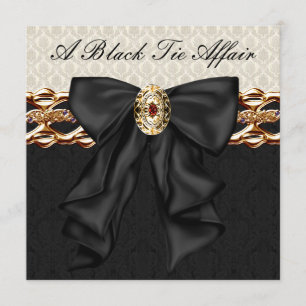 Invitation Gold Damask Black Cravate Formel Corporate Party