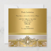 Invitation Gold Damask Crème blanche Anniversaire Party Pearl (Dos)