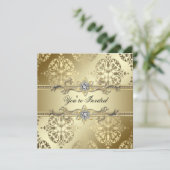 Invitation Gold Damask Gold Party (Debout devant)