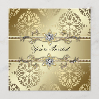 Invitation Gold Damask Gold Party