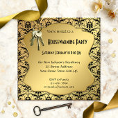 Invitation Gold & Damask Houseécharder Party