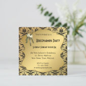 Invitation Gold & Damask Houseécharder Party (Debout devant)