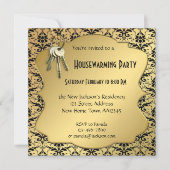 Invitation Gold & Damask Houseécharder Party (Devant)