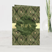 Invitation Gold Damask Hunter Green Islam Mariage musulman (Dos)