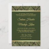 Invitation Gold Damask Hunter Green Islam Mariage musulman (Dos)