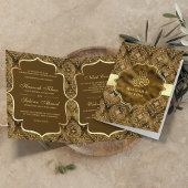 Invitation Gold Damask Moss Brown musulman musulman Mariage