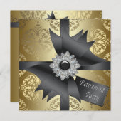 Invitation Gold Damask Parti de retraite des femmes (Devant / Derrière)