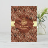 Invitation Gold Damask rouille Orange musulman musulman Maria (Debout devant)
