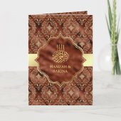 Invitation Gold Damask rouille Orange musulman musulman Maria (Devant)