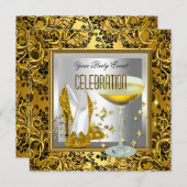 Invitation Gold Damask Silver High Heel Chaussures Champagne (Devant / Derrière)