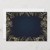 Invitation Gold & Dark Navy Bleu Elegant Coral Fête des marié (Dos)