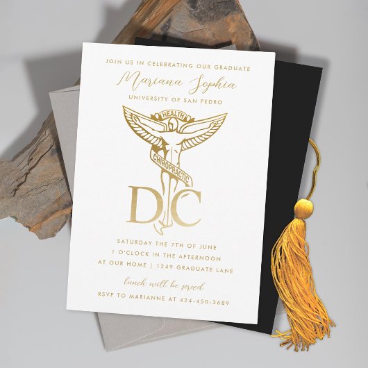 Invitation Gold DC Chiropractic Graduation Party