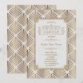 Invitation Gold de luxe Art déco Great Gatsby 18e anniversair (Devant / Derrière)