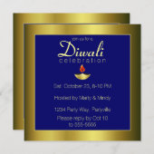 Invitation Gold Deepas à Om sur Blue (Devant / Derrière)