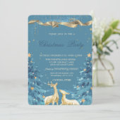 Invitation Gold Deer, Blue Pine Trees Noël Compagnie (Debout devant)