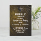 Invitation Gold Deux diplômés Double Graduation Party 2025 (Debout devant)