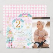 Invitation Gold Deux pays de sucreries Nutcracker Photo Anniv (Devant / Derrière)