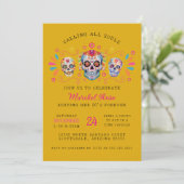 Invitation Gold Dia de los Muertos Crâne fête d'anniversaire (Debout devant)