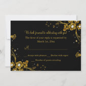 Invitation Gold Diamond Floral Swirl 50e Anniversaire RSVP (Dos)