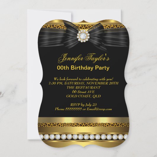 Invitation Gold Diamond Leopard High Heures Anniversaire (Dos)